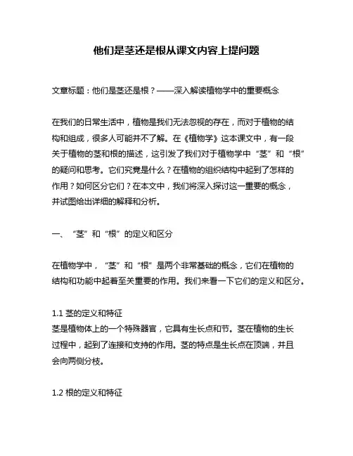 他们是茎还是根从课文内容上提问题