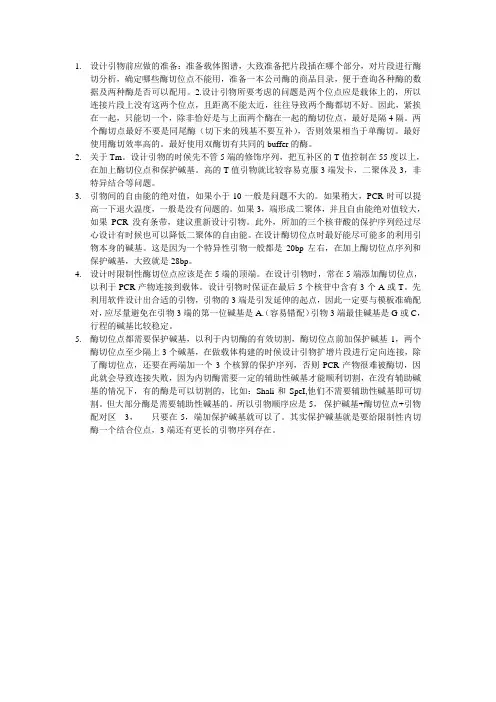 酶切位点的设计