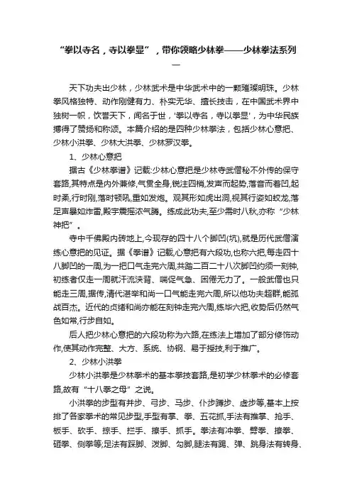 “拳以寺名，寺以拳显”，带你领略少林拳——少林拳法系列一
