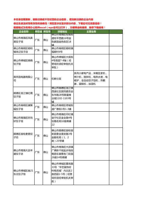 新版广东省佛山饺子工商企业公司商家名录名单联系方式大全112家