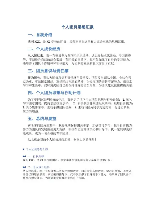 个人团员思想汇报