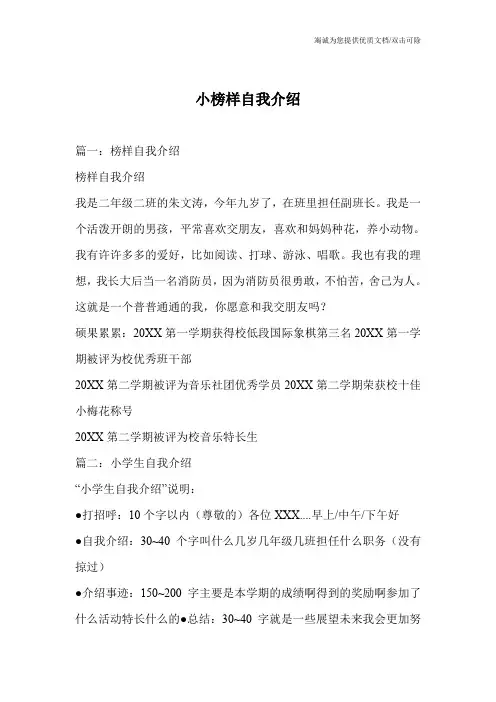 小榜样自我介绍