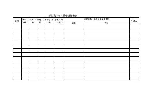 学生晨检情况记录表