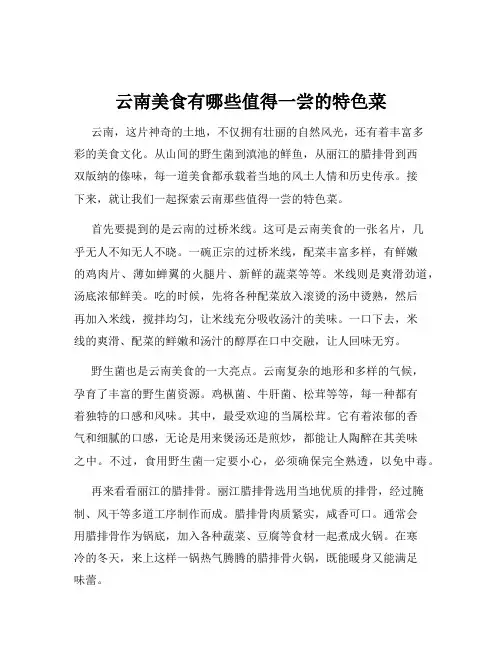 云南美食有哪些值得一尝的特色菜