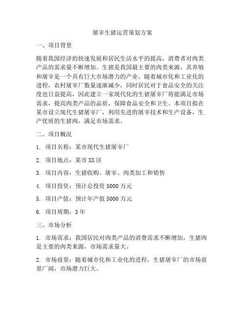 屠宰生猪运营策划方案