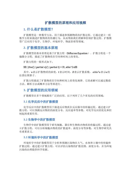 扩散模型的原理和应用视频