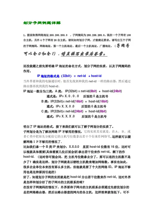 划分子网例题详解