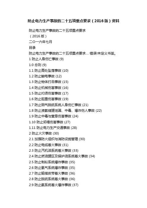 防止电力生产事故的二十五项重点要求（2016版）资料