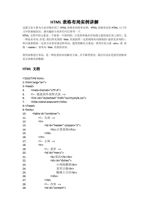 html表格布局实例讲解