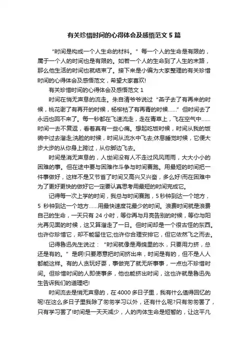 有关珍惜时间的心得体会及感悟范文5篇
