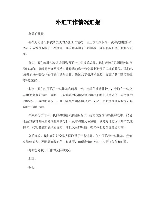 外汇工作情况汇报