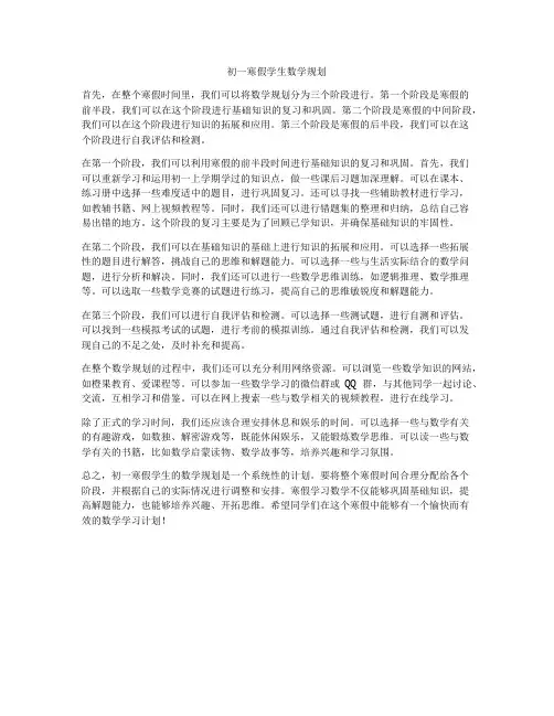 初一寒假学生数学规划