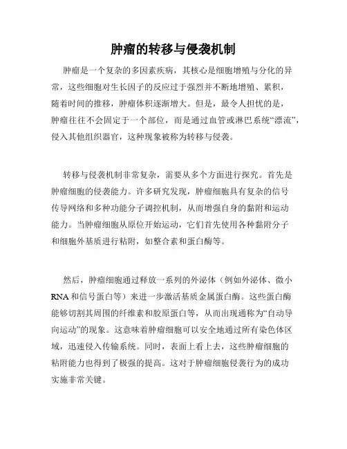 肿瘤的转移与侵袭机制