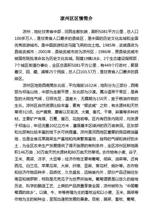 凉州区情简介