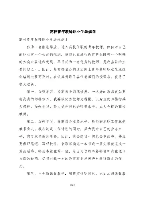 高校青年教师职业生涯规划