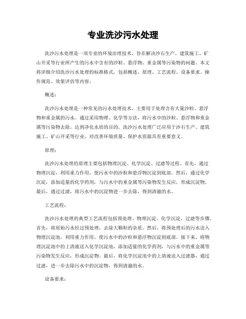 专业洗沙污水处理