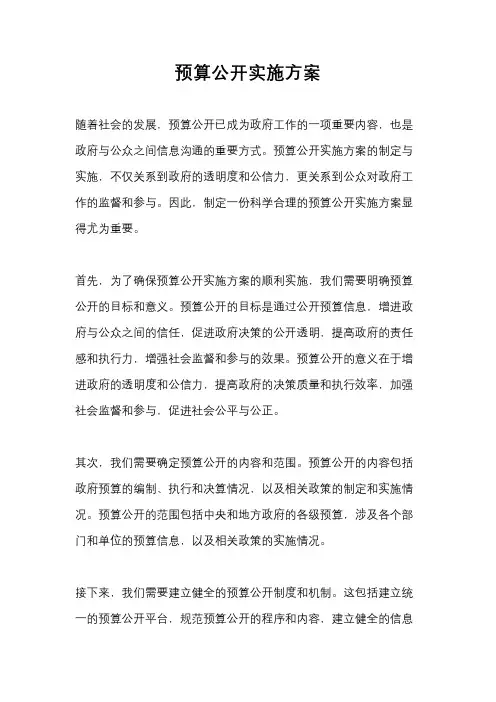 预算公开实施方案