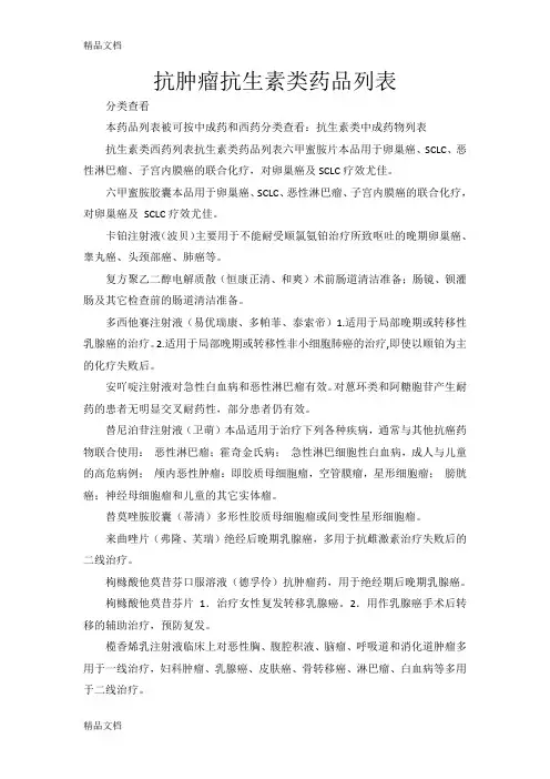 (整理)抗生素类中成药物列表