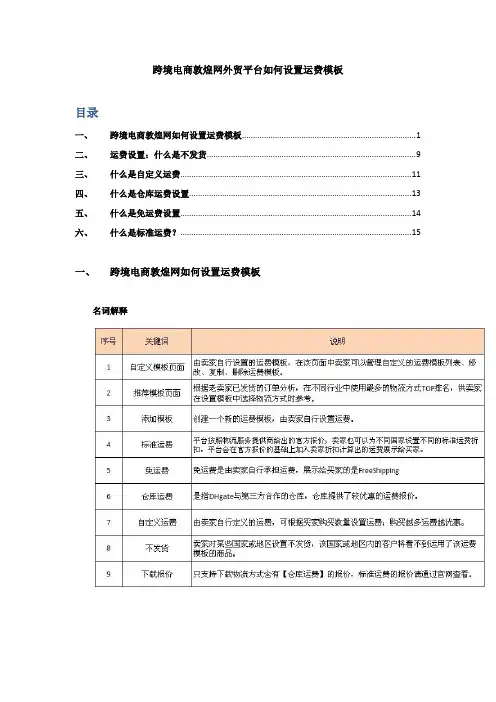 跨境电商敦煌网外贸平台如何设置运费模板