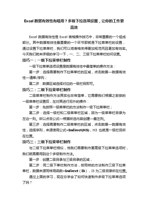 Excel数据有效性有啥用？多级下拉选项设置，让你的工作更高效