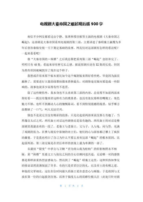 电视剧大秦帝国之崛起观后感900字