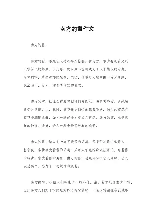 南方的雪作文