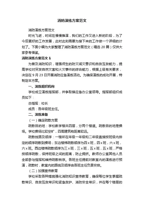 消防演练方案范文（精选20篇）