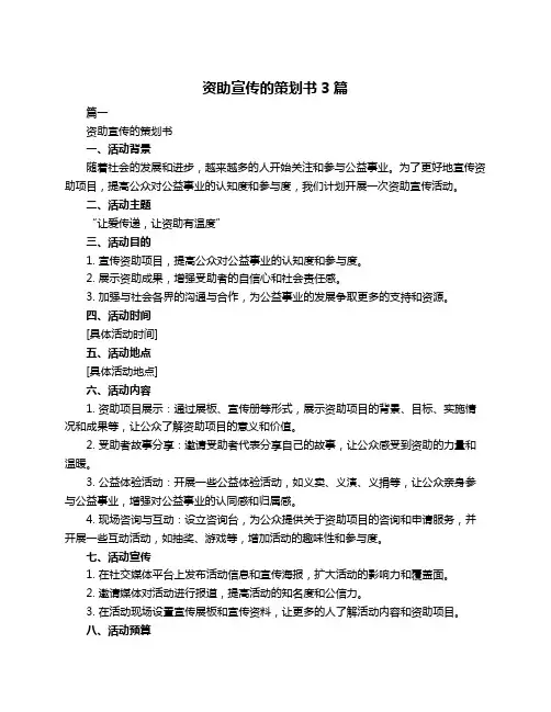 资助宣传的策划书3篇