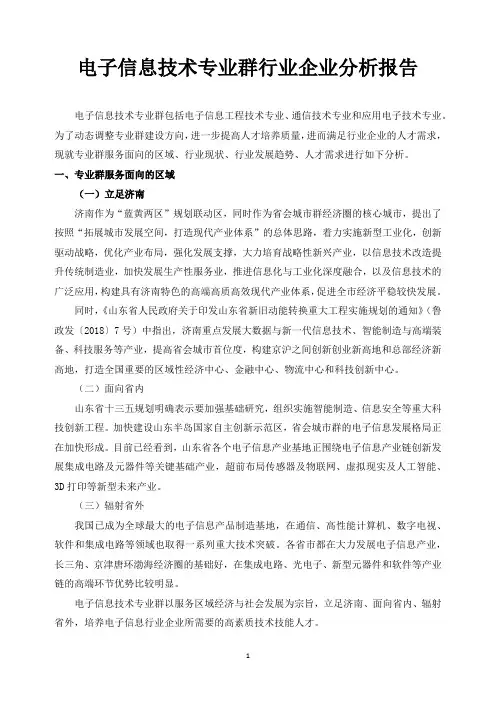 电子信息技术专业群行业企业分析报告