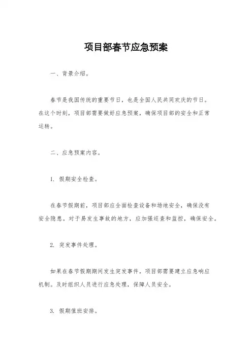 项目部春节应急预案