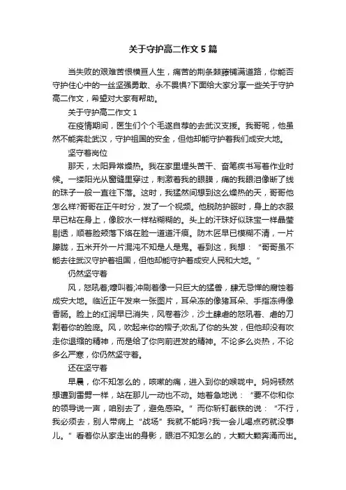 关于守护高二作文5篇