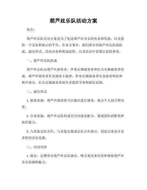 葫芦丝乐队活动方案