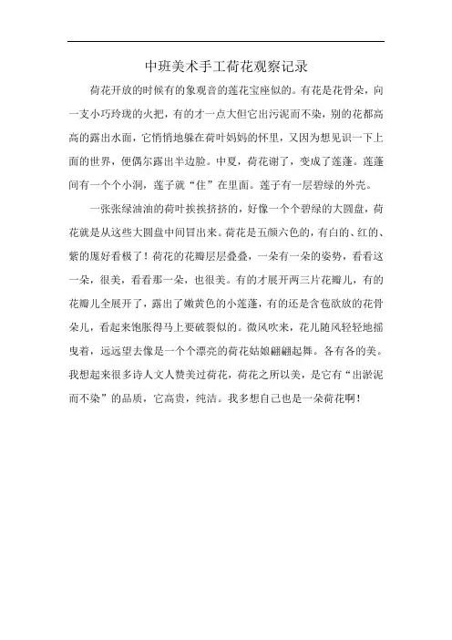 中班美术手工荷花观察记录