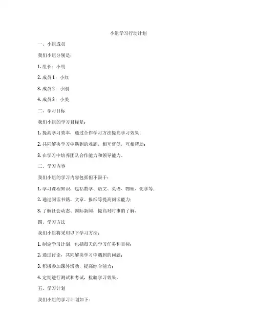 小组学习行动计划