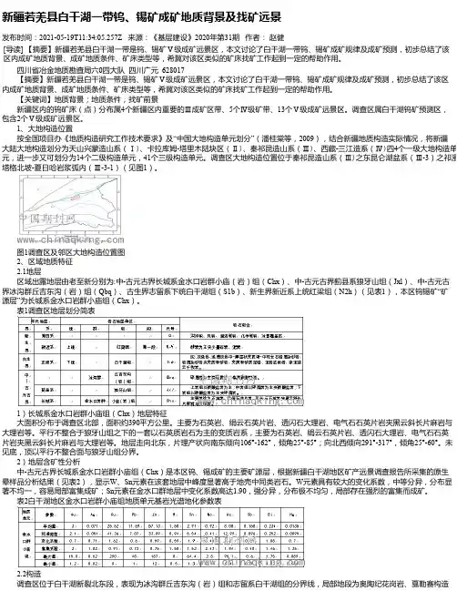 新疆若羌县白干湖一带钨、锡矿成矿地质背景及找矿远景