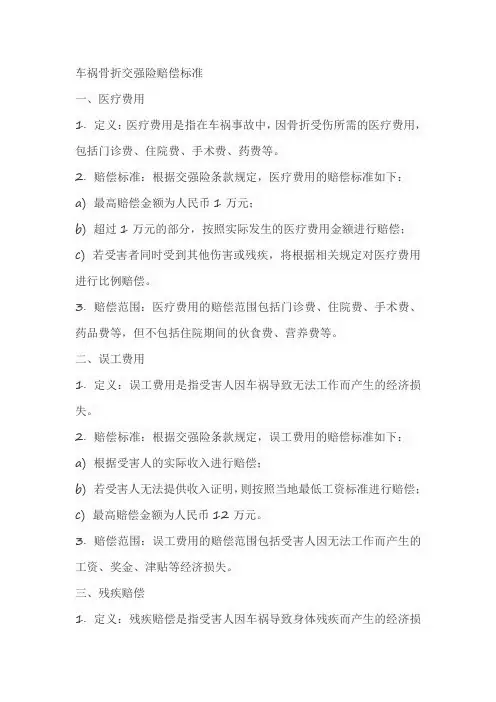 车祸骨折交强险赔偿标准