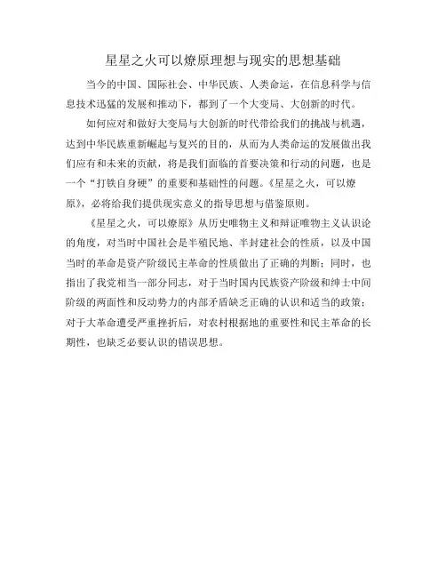 星星之火可以燎原理想与现实的思想基础
