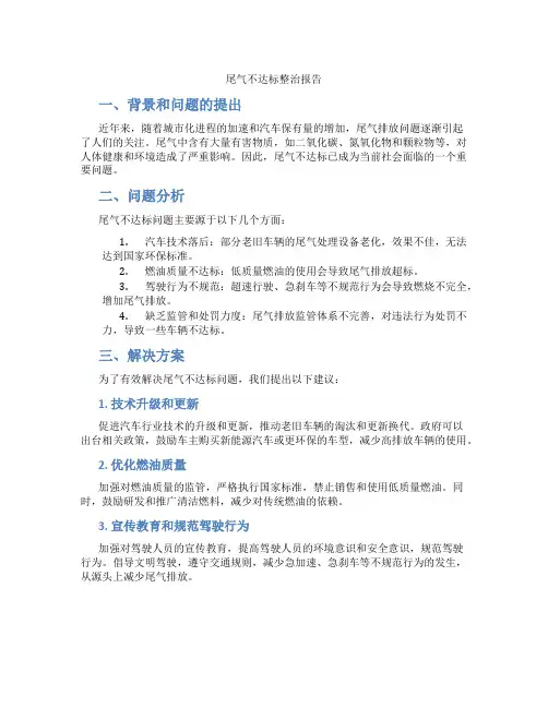 尾气不达标整治报告