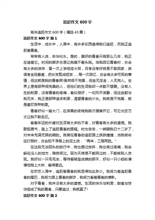 有关追赶作文600字（精选43篇）