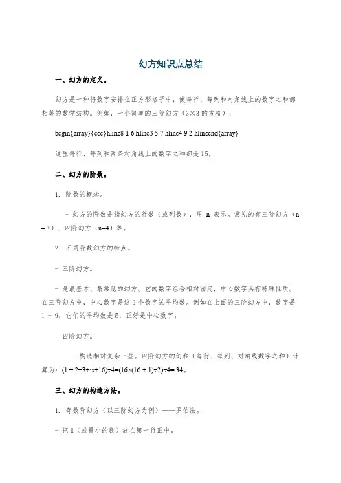 幻方知识点总结