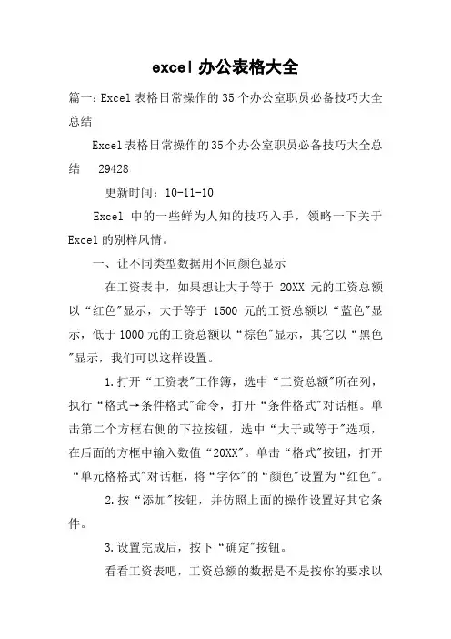 excel办公表格大全