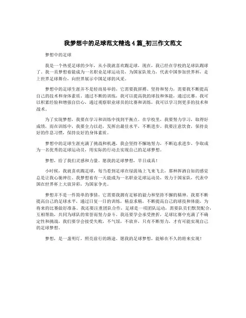 我梦想中的足球范文精选4篇_初三作文范文