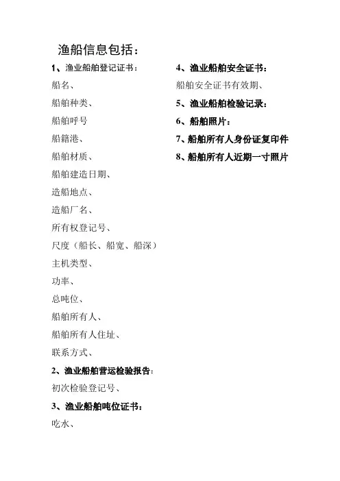 渔船信息