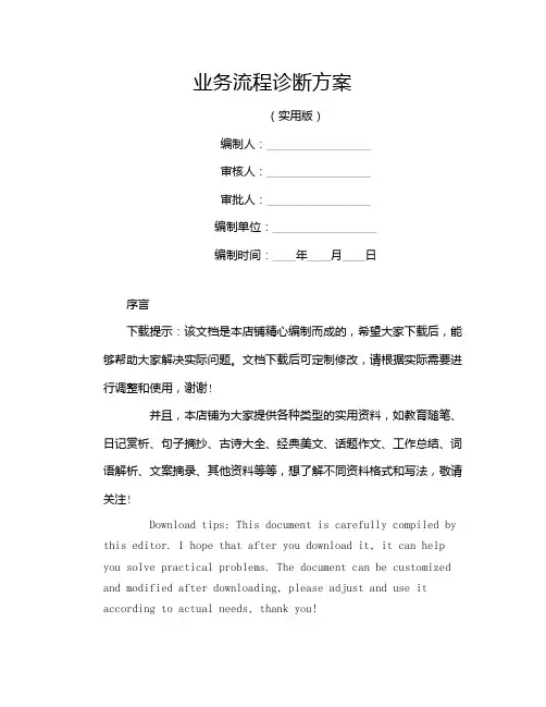 业务流程诊断方案