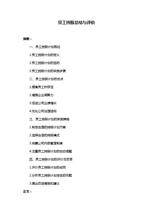 员工持股总结与评价