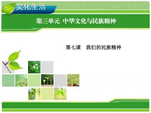 2020届高考政治大一轮复习《文化生活》精品课件：第7课 我们的民族精神(必修3)