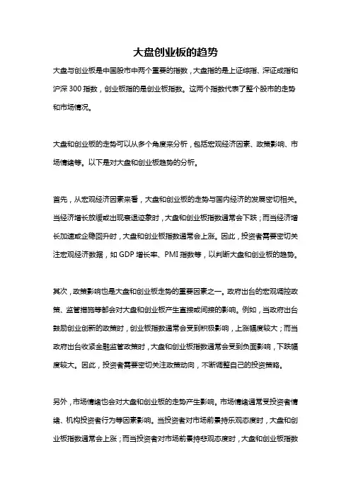 大盘创业板的趋势