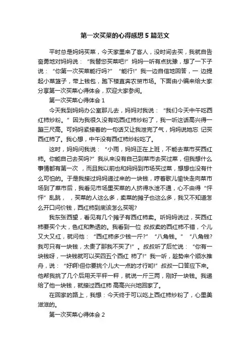 第一次买菜的心得感想5篇范文
