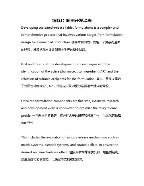 缓释片 制剂开发流程