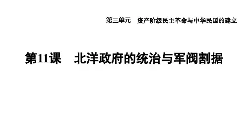 人教版八年级历史上册第三单元 资产阶级民主革命与中华民国的建立 第11课时 北洋政府的统治与军阀割据